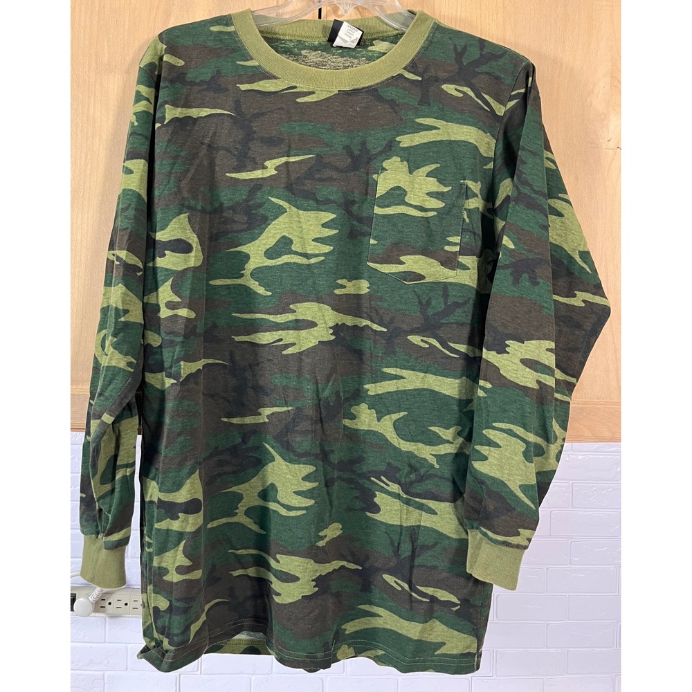 RedHead Long Sleeve Shirt Mens Large Green Camo Pocket Tee Style 602